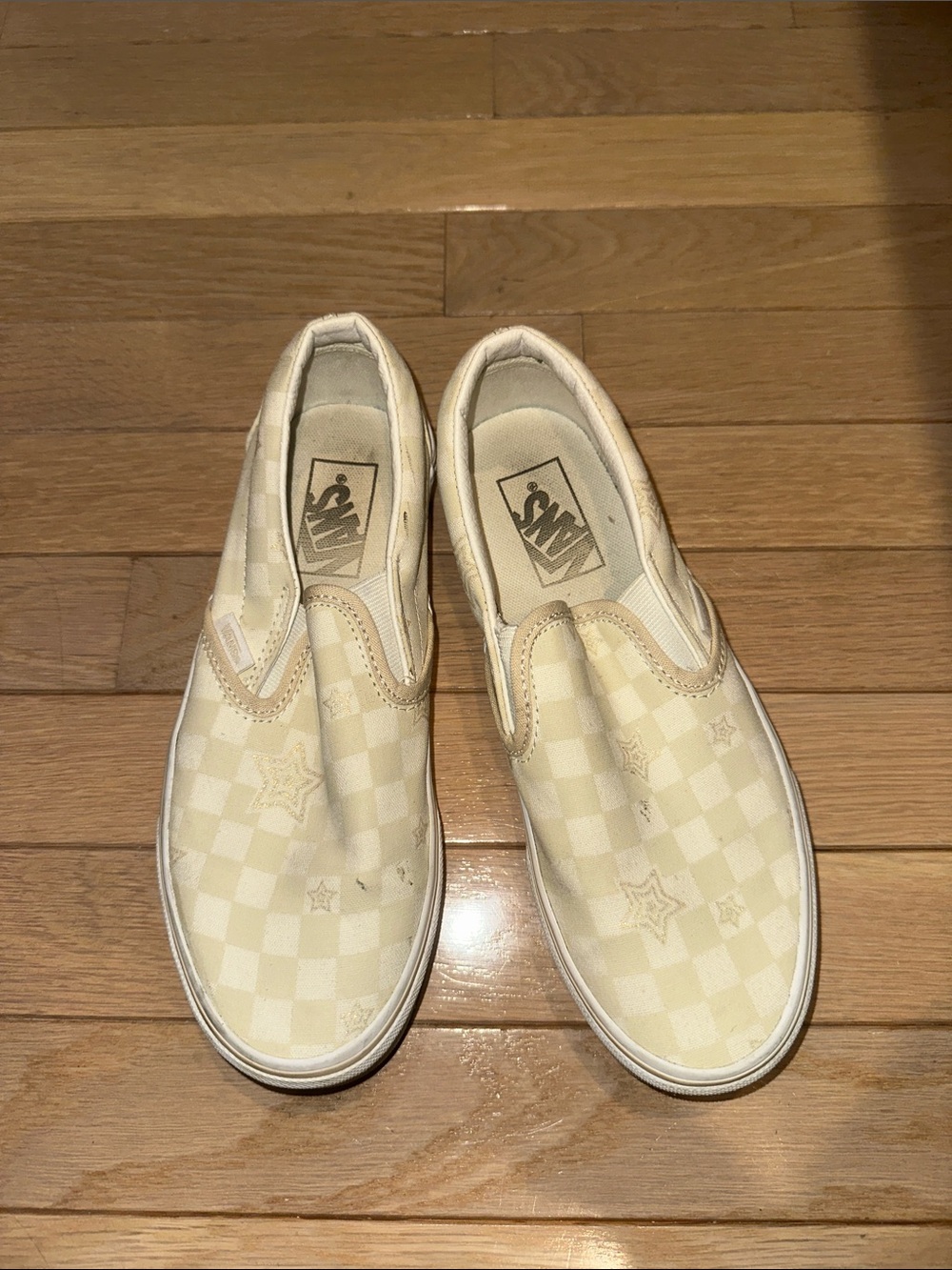 Vans Slip-On Checkerboard Star Sneakers - Cream